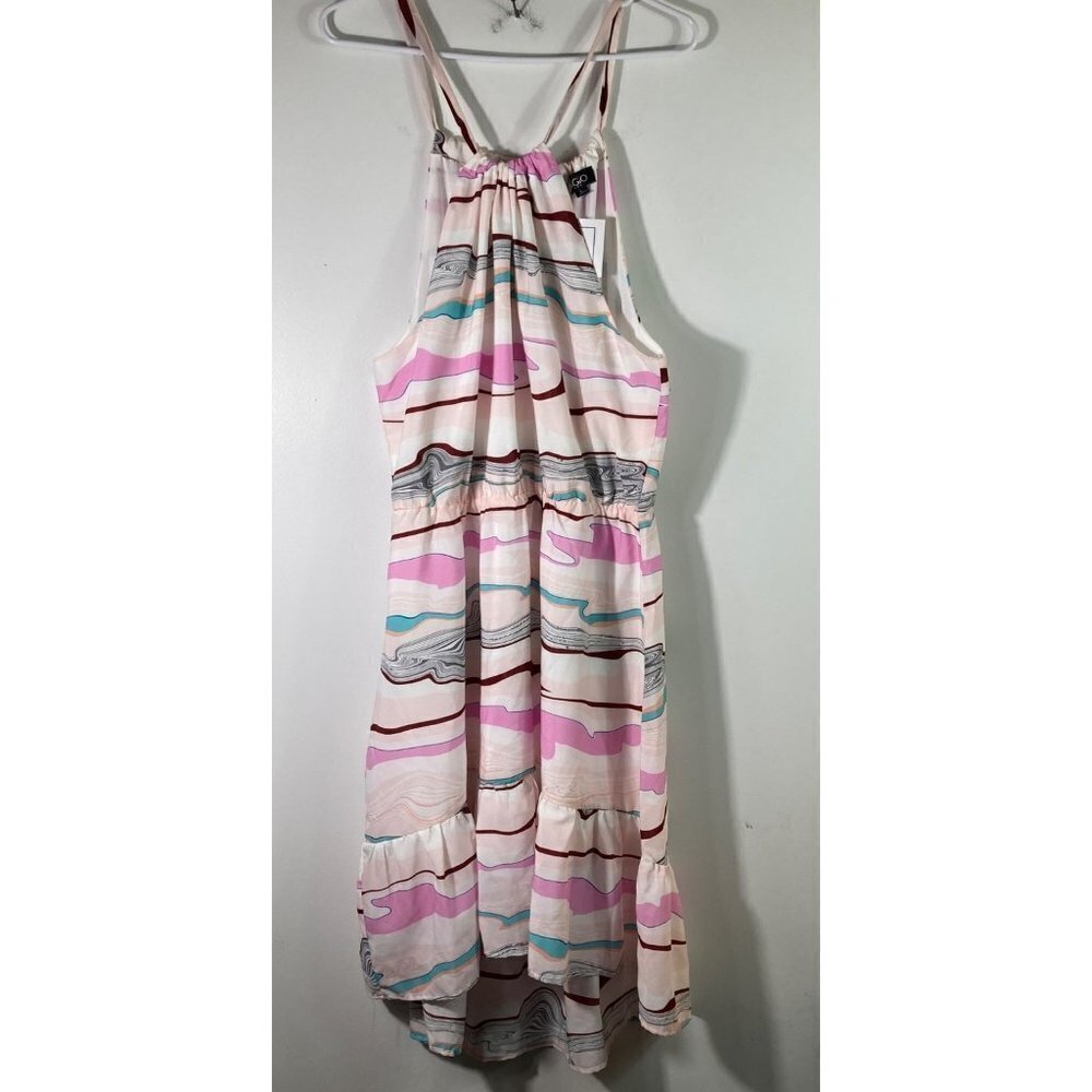 Womens GiGio Blush Mix‎ Halter Neck Hi Lo Hem Dress L NWT